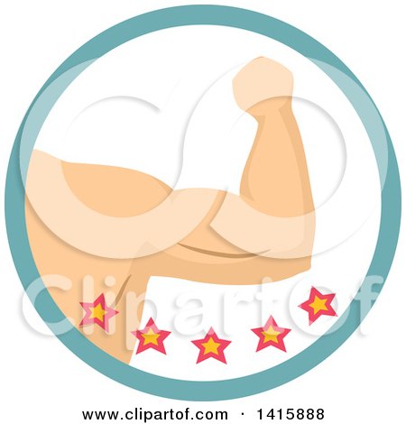 Clipart of a Fitness Icon of a Man Flexing His Arm - Royalty Free Vector Illustration by BNP Design Studio