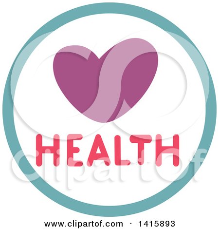 Clipart of a Fitness Icon with a Heart and Health Text - Royalty Free Vector Illustration by BNP Design Studio