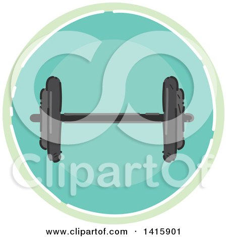 Clipart of a Sketched Round Fitness Barbell Icon - Royalty Free Vector Illustration by BNP Design Studio