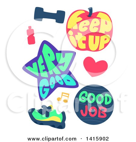 Clipart of Fitness and Workout Encouragement Icons - Royalty Free Vector Illustration by BNP Design Studio