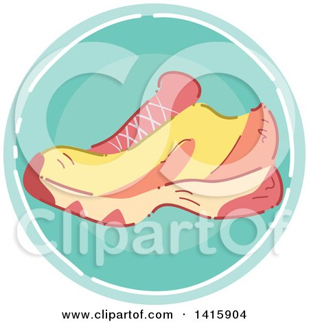 Clipart of a Sketched Round Fitness Sneaker Shoe Icon - Royalty Free Vector Illustration by BNP Design Studio