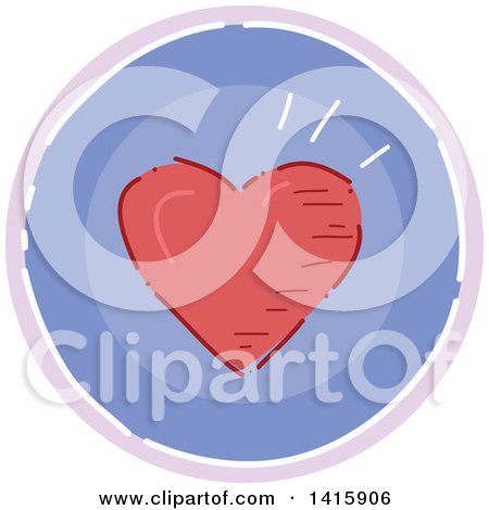 Clipart of a Sketched Round Fitness or Love Heart Icon - Royalty Free Vector Illustration by BNP Design Studio