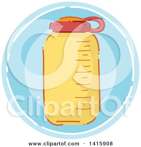 Clipart of a Sketched Round Fitness Water Bottle Icon - Royalty Free Vector Illustration by BNP Design Studio