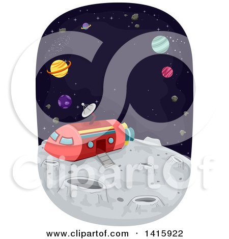 Clipart of a Space Ship on the Moon's Surface - Royalty Free Vector Illustration by BNP Design Studio