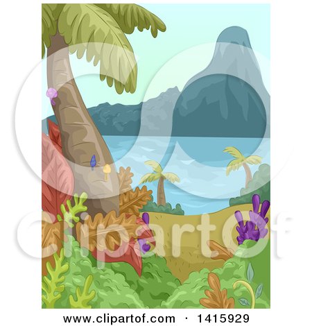 Clipart of a Coastal Forest - Royalty Free Vector Illustration by BNP Design Studio