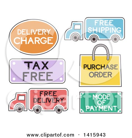 Clipart of Purchasing and Shipping Design Element Labels - Royalty Free Vector Illustration by BNP Design Studio