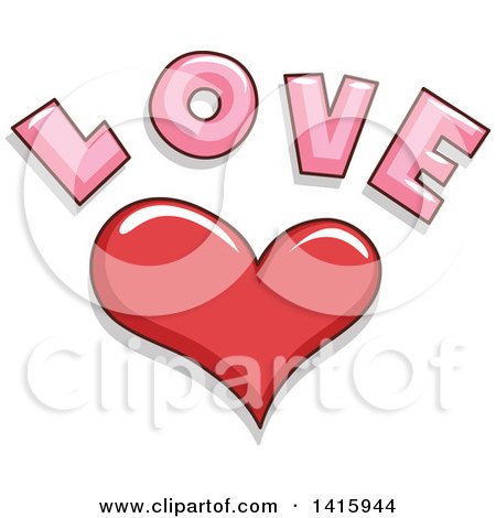 Clipart of a Red Heart and Love Text - Royalty Free Vector Illustration by BNP Design Studio