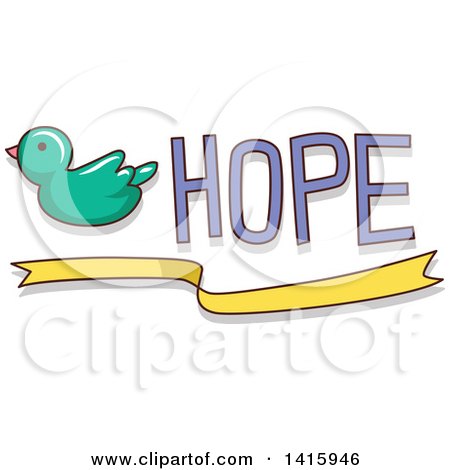 Clipart of a Bird, Ribbon and Hope Text - Royalty Free Vector Illustration by BNP Design Studio