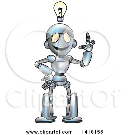 Clipart of a Cartoon Robot Character with an Idea - Royalty Free Vector Illustration by AtStockIllustration