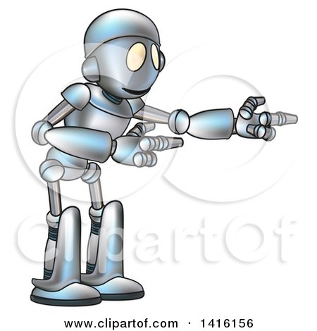 Clipart of a Cartoon Robot Character Presenting - Royalty Free Vector Illustration by AtStockIllustration