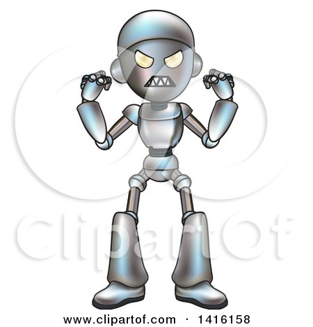 Clipart of a Cartoon Robot Character in a Rage - Royalty Free Vector Illustration by AtStockIllustration