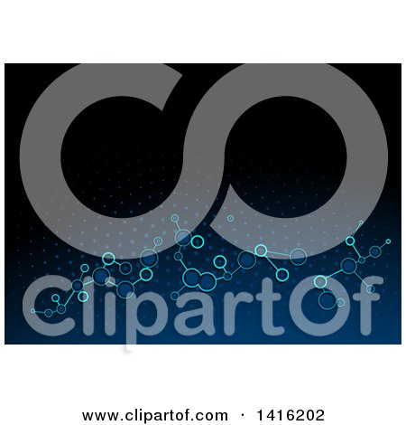 Clipart of a Background or Backdrop of Networked Circles on Gradient Black and Blue - Royalty Free Vector Illustration by dero