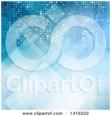 Clipart of a Blue Diamond and Dot Geometric Abstract Background - Royalty Free Vector Illustration by KJ Pargeter