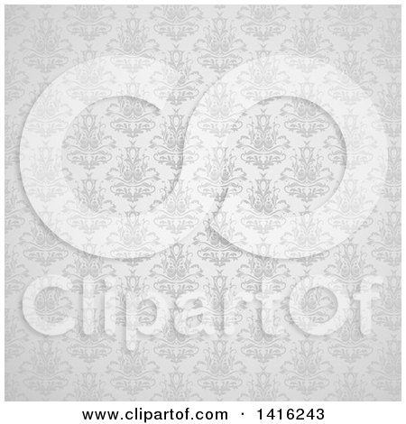 Clipart of a Grayscale Ornate Floral Background - Royalty Free Vector Illustration by KJ Pargeter