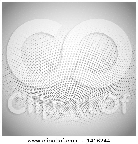 Clipart of a Grayscale Halftone Dot Warp Background - Royalty Free Vector Illustration by KJ Pargeter