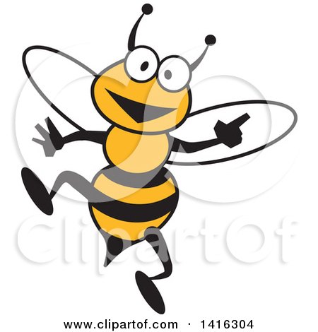Clipart of a Cartoon Bee Smiling - Royalty Free Vector Illustration by Johnny Sajem