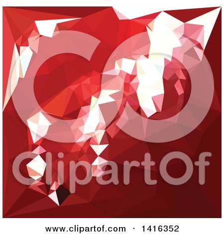Clipart of a Low Poly Abstract Geometric Background in Coquelicot Red - Royalty Free Vector Illustration by patrimonio