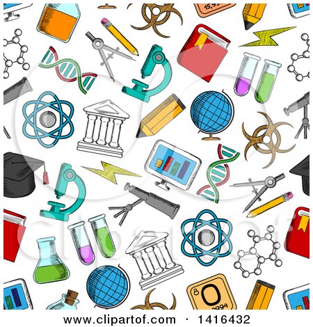 Clipart of a Seamless Background Pattern of School Items - Royalty Free Vector Illustration by Vector Tradition SM