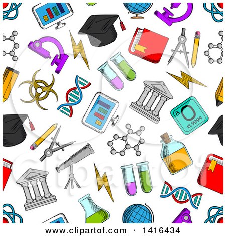 Clipart of a Seamless Background Pattern of School Items - Royalty Free Vector Illustration by Vector Tradition SM