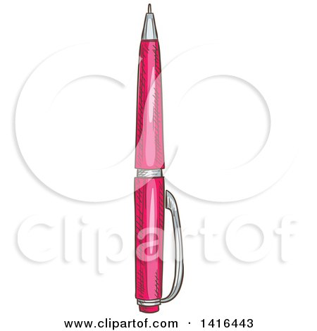 Clipart of a Sketched Pink Pen - Royalty Free Vector Illustration by Vector Tradition SM