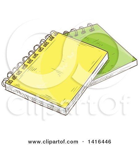 Clipart of Sketched Spiral Notebooks - Royalty Free Vector Illustration by Vector Tradition SM