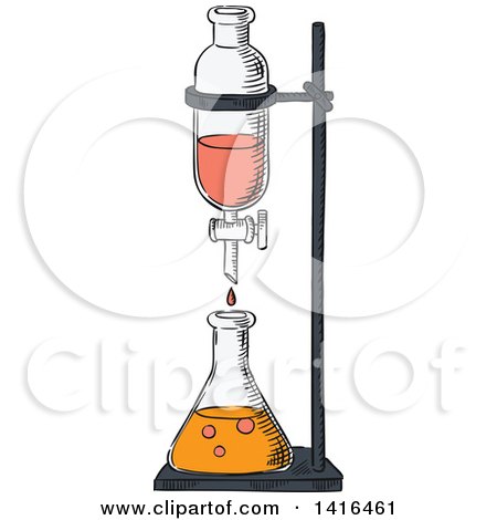 Clipart of a Sketched Dripper and Science Flask - Royalty Free Vector Illustration by Vector Tradition SM