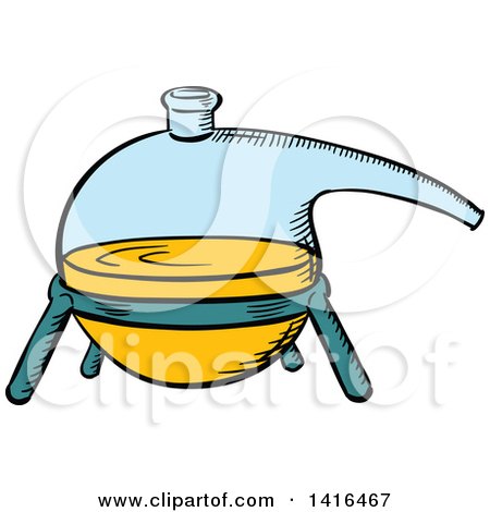 Clipart of a Sketched Science Distiller - Royalty Free Vector Illustration by Vector Tradition SM