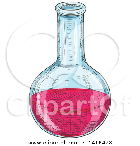 Vector Clipart Of A Scientific Conical Flask With Blue Liquid - Royalty
