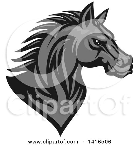 Clipart of a Tough Gray Horse Head - Royalty Free Vector Illustration by Vector Tradition SM