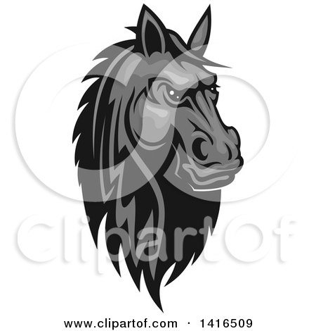 Clipart of a Tough Gray Horse Head - Royalty Free Vector Illustration by Vector Tradition SM