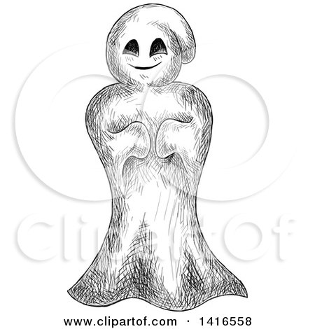 Clipart of a Sketched Ghost - Royalty Free Vector Illustration by Vector Tradition SM