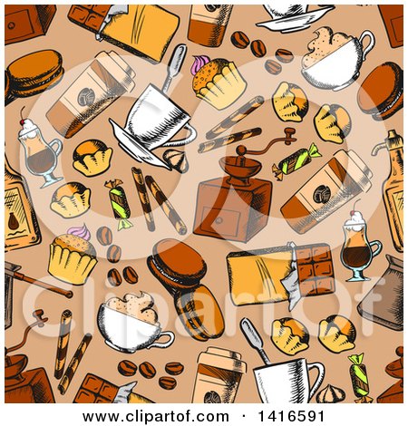Clipart of a Seamless Background Pattern of Sweets - Royalty Free Vector Illustration by Vector Tradition SM