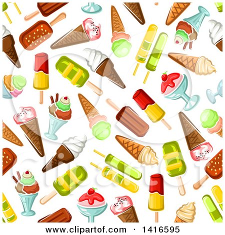 Clipart of a Seamless Background Pattern of Ice Cream - Royalty Free Vector Illustration by Vector Tradition SM