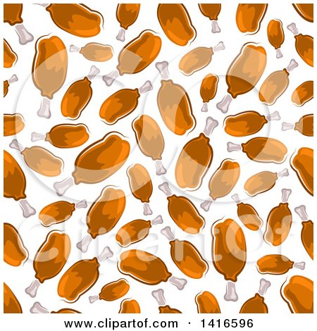 Clipart of a Seamless Background Pattern of Chicken Drumsticks - Royalty Free Vector Illustration by Vector Tradition SM