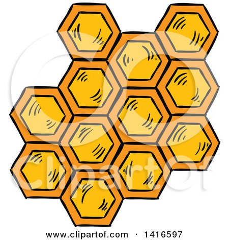 Clipart of Sketched Honey Combs - Royalty Free Vector Illustration by Vector Tradition SM