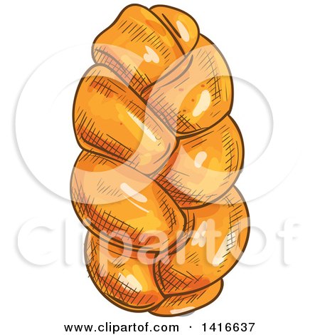 Clipart of a Sketched Loaf of Challah Bread - Royalty Free Vector Illustration by Vector Tradition SM
