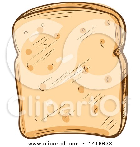 Clipart of a Sketched Piece of Sliced Bread - Royalty Free Vector Illustration by Vector Tradition SM