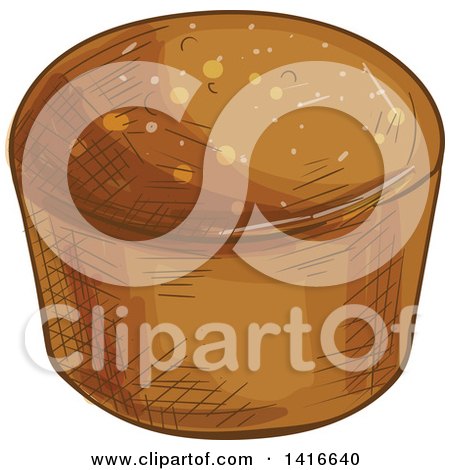 Clipart of a Sketched Muffin or Rye Bread - Royalty Free Vector Illustration by Vector Tradition SM