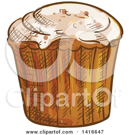 Clipart of a Sketched Muffin - Royalty Free Vector Illustration by Vector Tradition SM