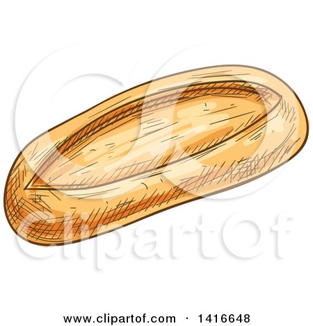 Clipart of a Sketched Loaf of French Bread - Royalty Free Vector Illustration by Vector Tradition SM