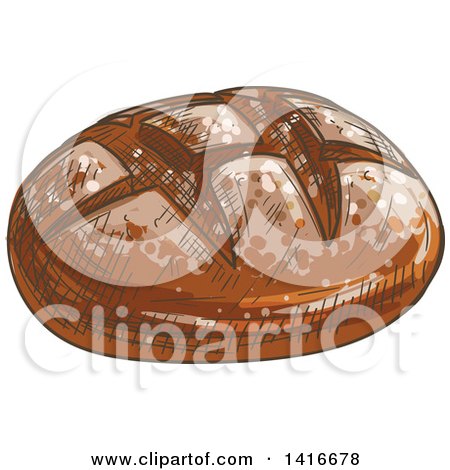 Clipart of a Sketched Bread Boule - Royalty Free Vector Illustration by Vector Tradition SM
