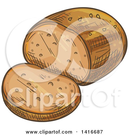 Clipart of a Sketched Loaf of Bread - Royalty Free Vector Illustration by Vector Tradition SM