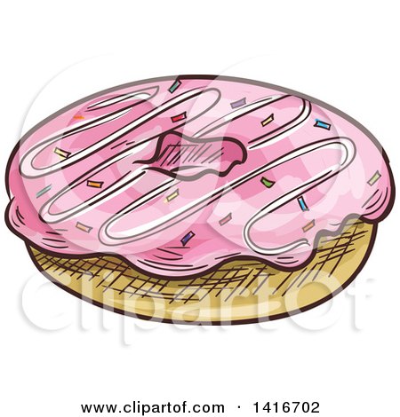 Clipart of a Sketched Donut - Royalty Free Vector Illustration by Vector Tradition SM