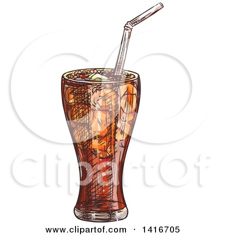 Clipart of a Sketched Glass of Soda - Royalty Free Vector Illustration by Vector Tradition SM