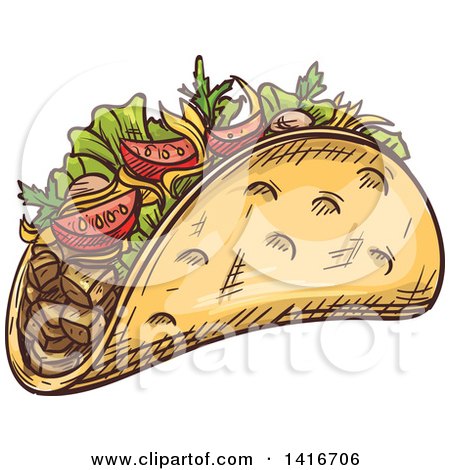 Clipart of a Sketched Doner Kebab - Royalty Free Vector Illustration by Vector Tradition SM