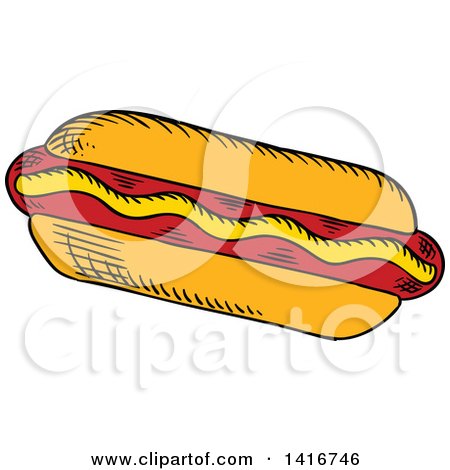 Clipart of a Sketched Hot Dog - Royalty Free Vector Illustration by Vector Tradition SM