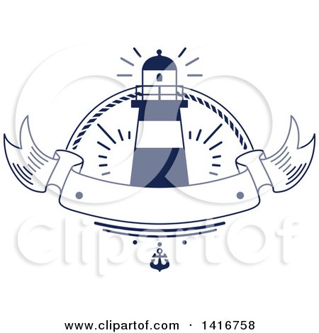 Clipart of a Blue and White Lighthouse Design - Royalty Free Vector Illustration by Vector Tradition SM