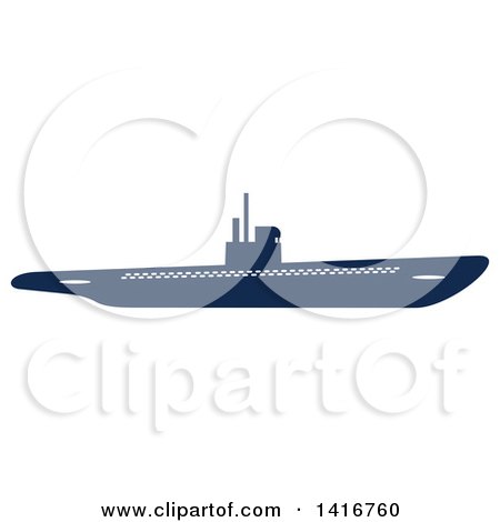 Clipart of a Navy Blue Submarine - Royalty Free Vector Illustration by Vector Tradition SM