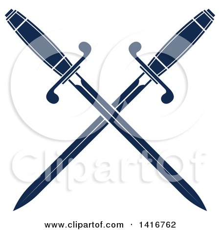 Clipart of Navy Blue Crossed Swords - Royalty Free Vector Illustration by Vector Tradition SM