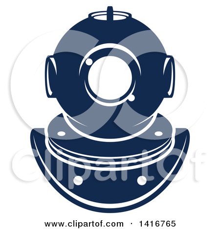 Clipart of a Navy Blue Diving Helmet - Royalty Free Vector Illustration by Vector Tradition SM